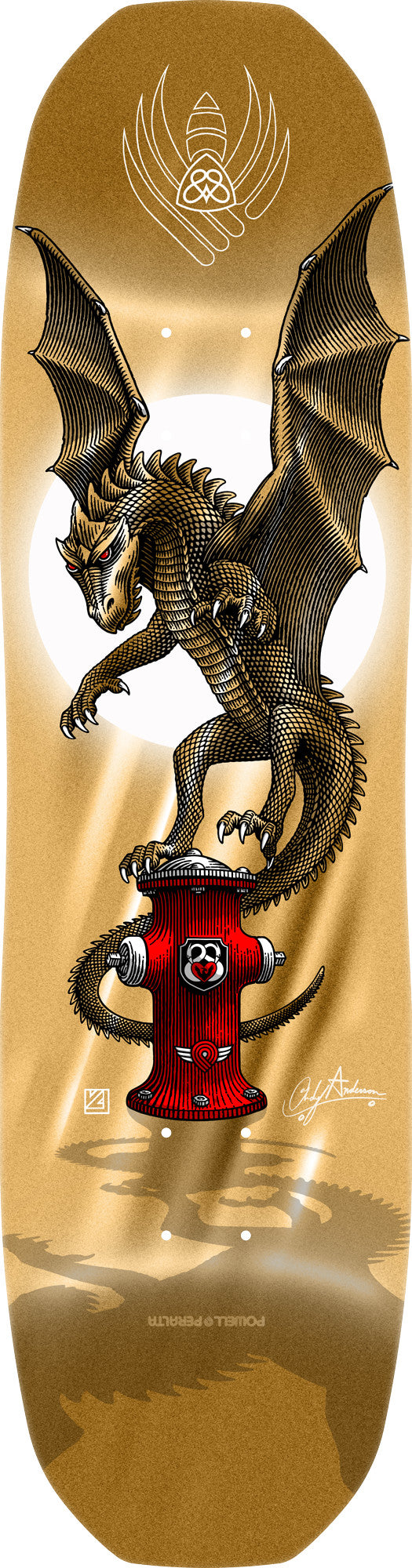Powell Peralta - Andy Anderson Pro Gold Foil Hydrant Skateboard FLIGHT Deck - 8.4"
