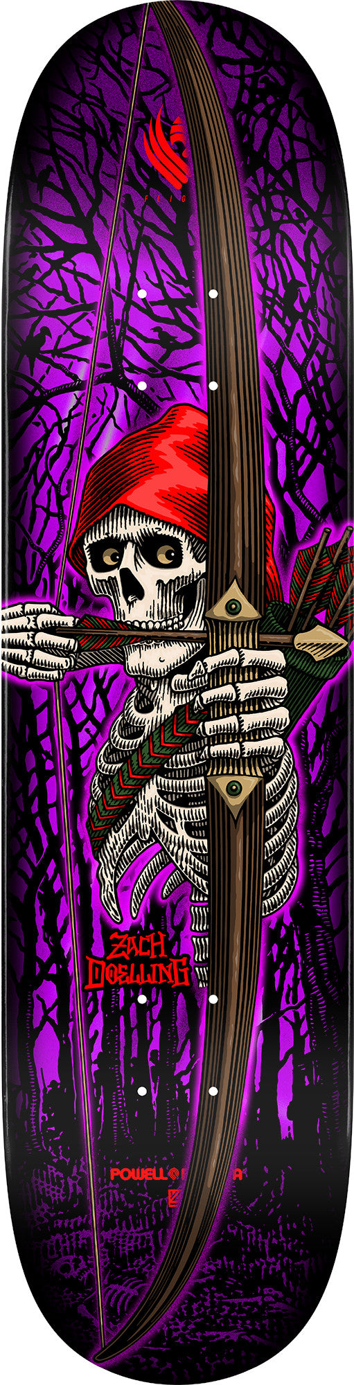 Powell Peralta - Zach Doelling Pro Purple Archer Skateboard FLIGHT Deck - 8.0"