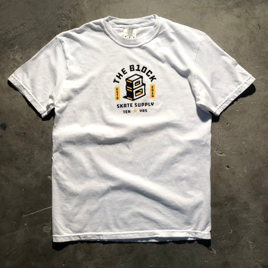 Block - 10 Year Anniversary Roots Logo T-Shirt - White