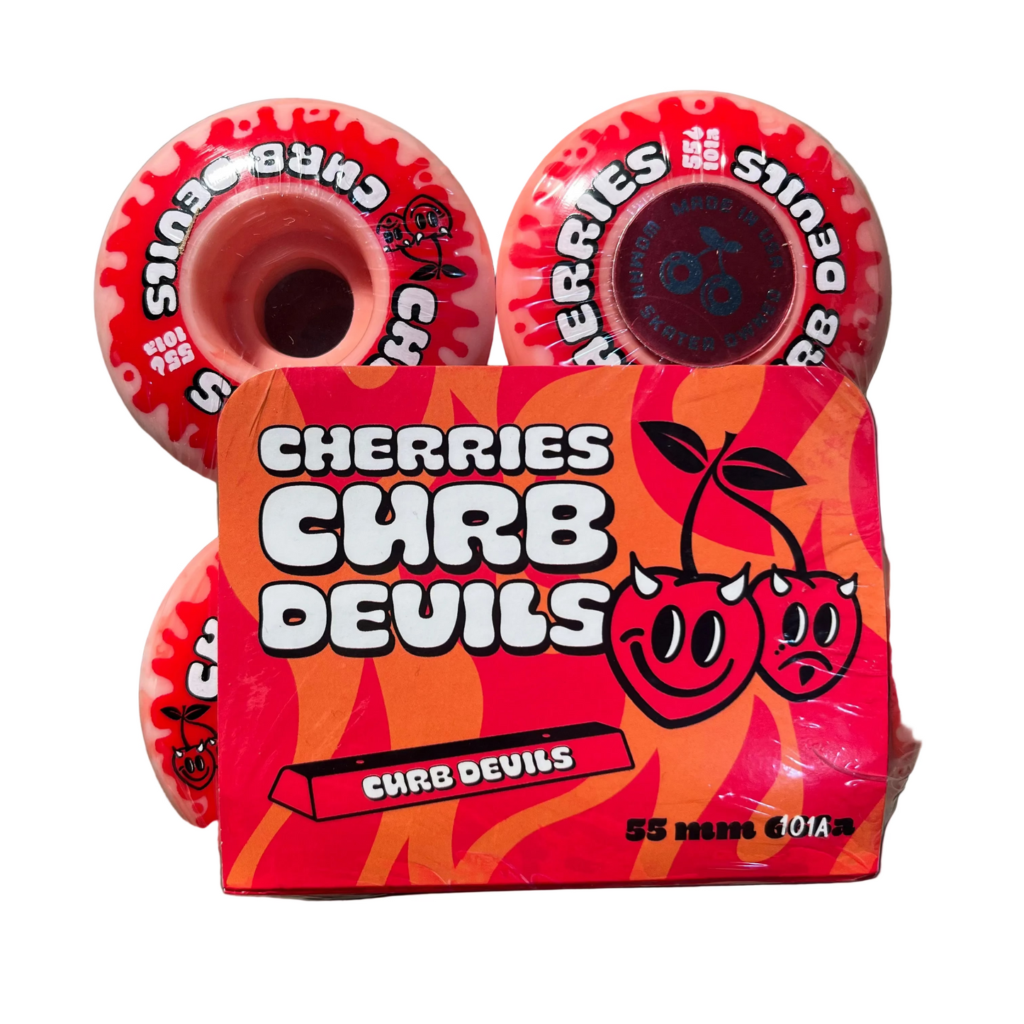 Cherries Wheels - Curb Devils Classic Shape Wheel - 55mm 101d Red Swirl