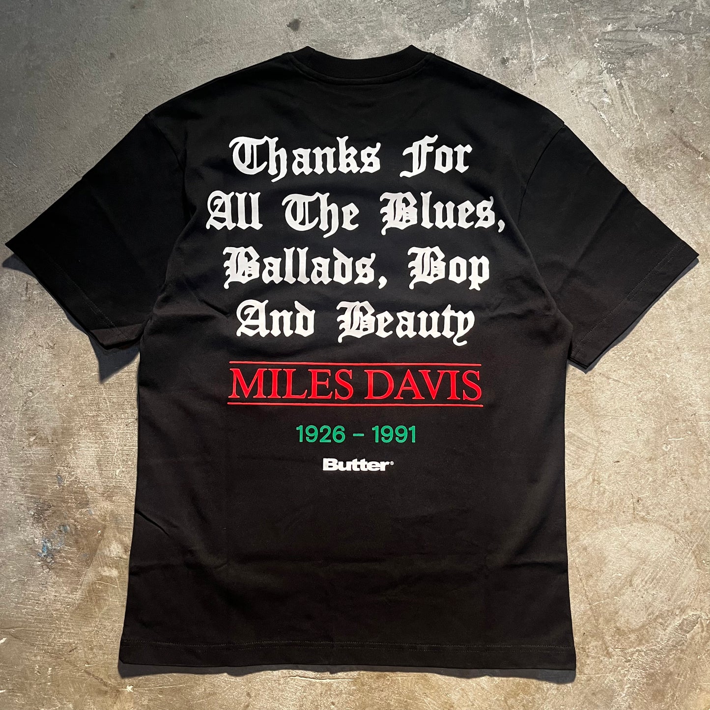 Butter Goods - Miles Davis Thanks Tee - Black