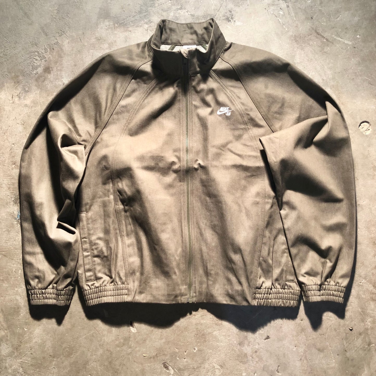 Nike SB - Full Zip Denim Track Jacket - Medium Olive / White