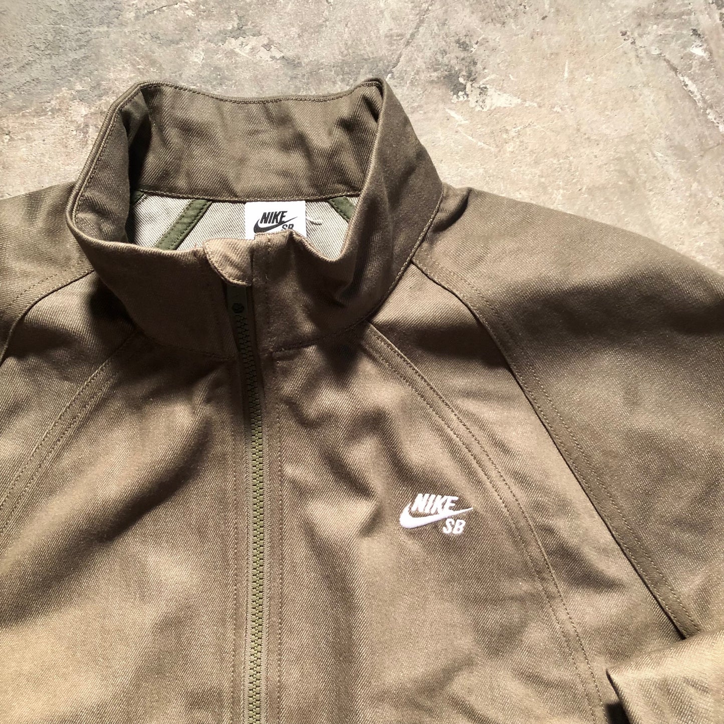Nike SB - Full Zip Denim Track Jacket - Medium Olive / White