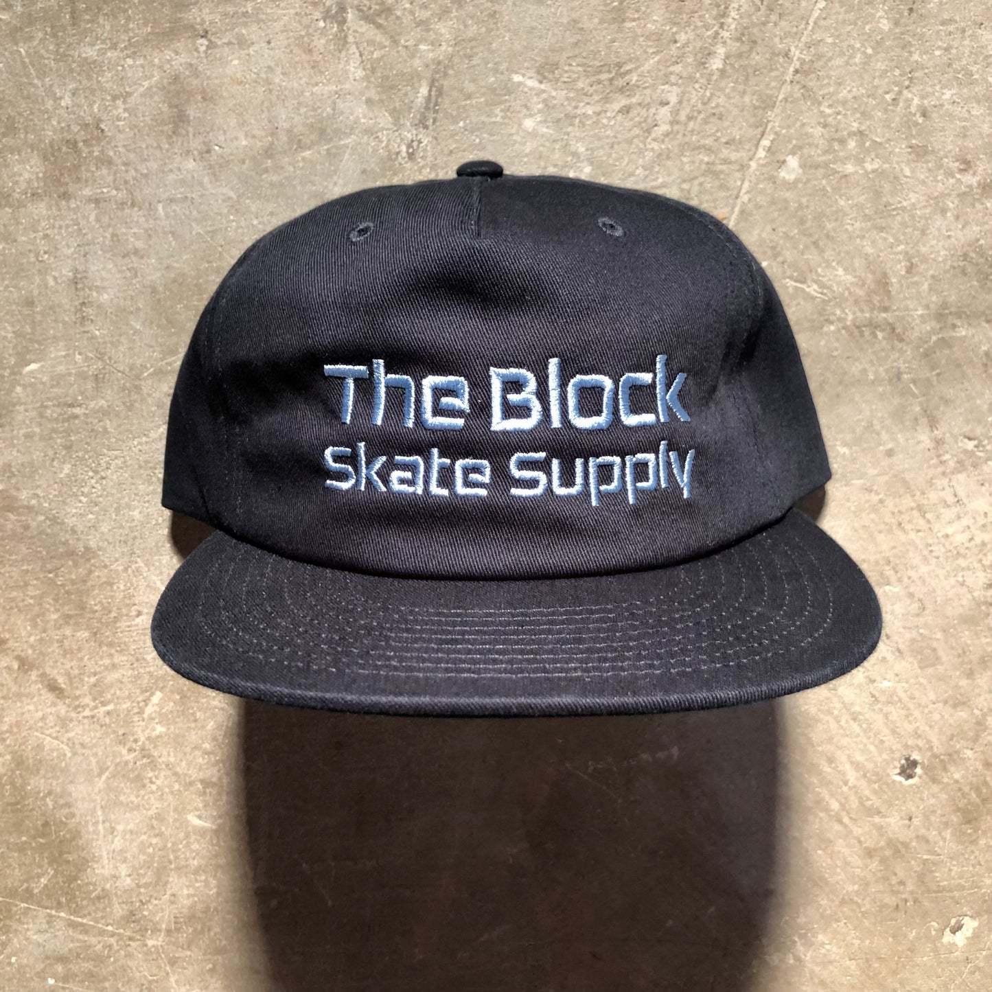 Block - Block Type Logo Snapback Hat - Navy / Sky Blue