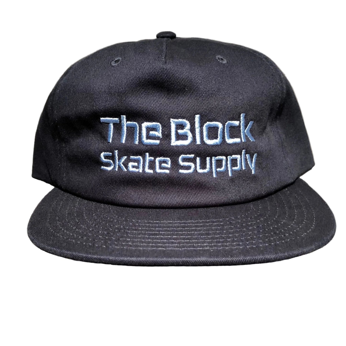 Block - Block Type Logo Snapback Hat - Navy / Sky Blue