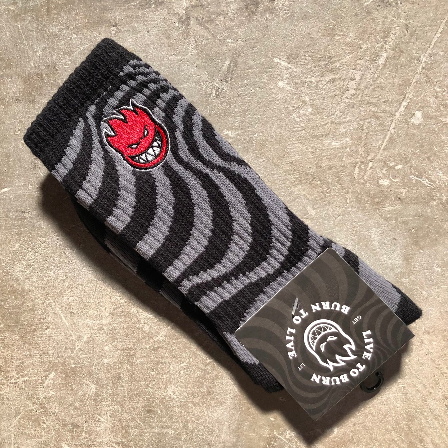 Spitfire - Bighead Fill Embroidered Sock - Black / Charcoal / Red