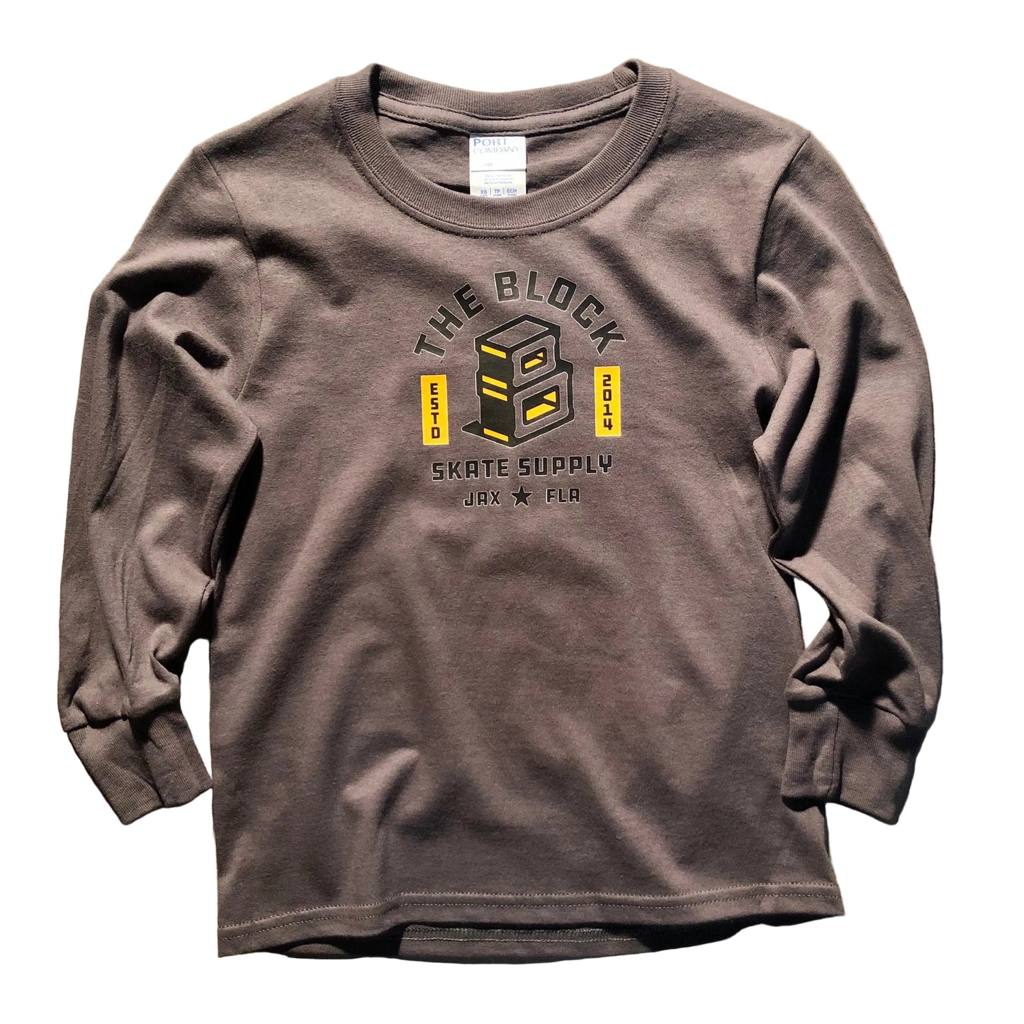 Block - Kids Youth Roots Logo Long Sleeve T-Shirt - Charcoal