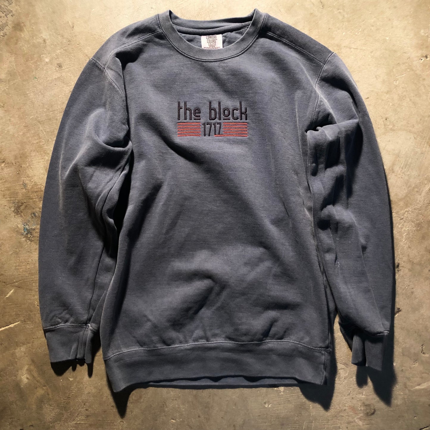 Block - Flag Logo Crewneck Sweatshirt - Washed Navy