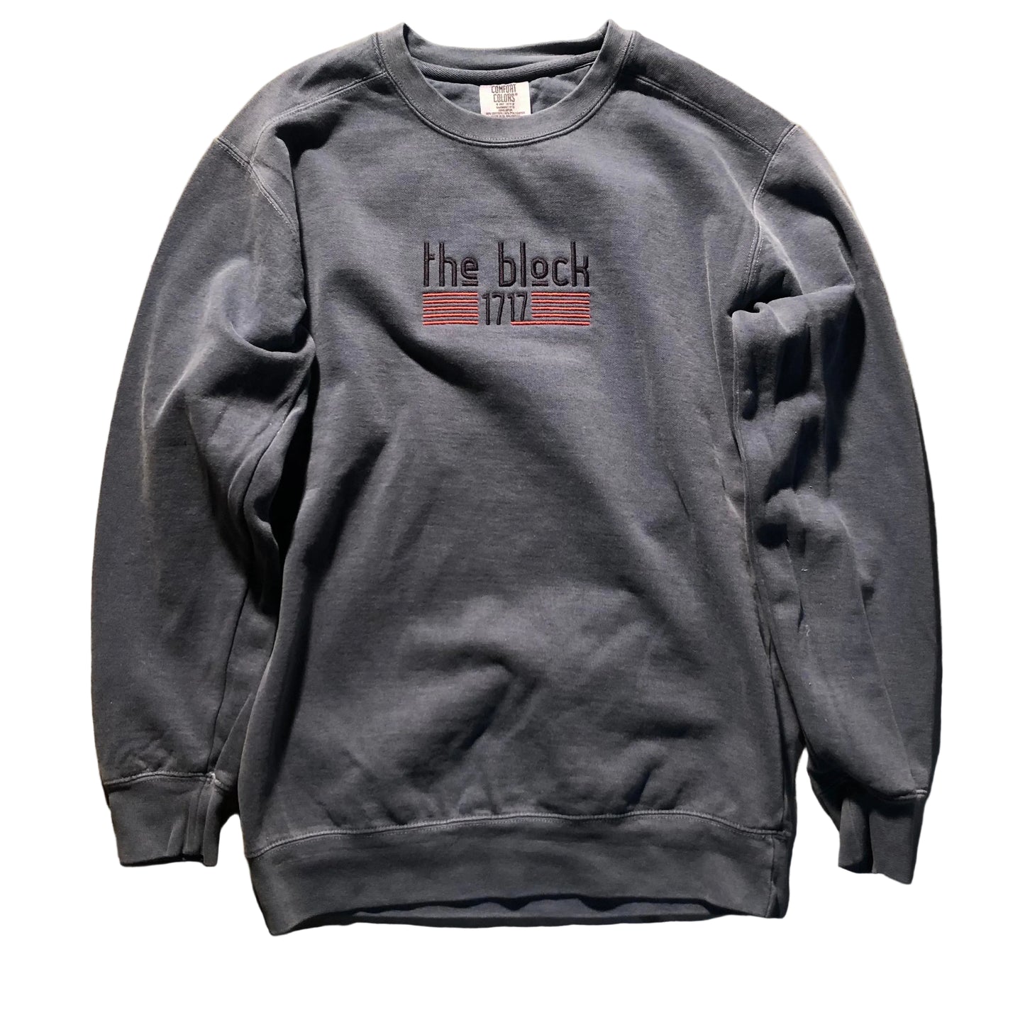Block - Flag Logo Crewneck Sweatshirt - Washed Navy