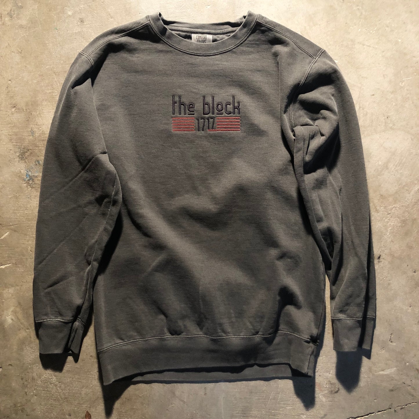 Block - Flag Logo Crewneck Sweatshirt - Washed Black