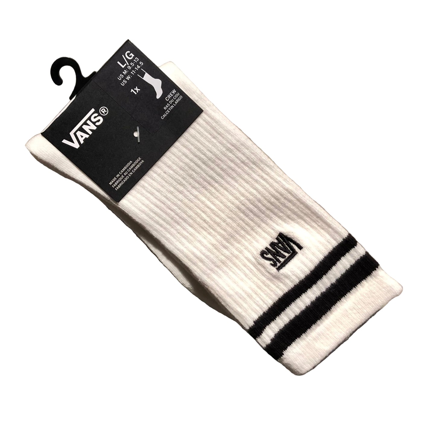 Vans - Stretch Logo Crew Sock - White (Large)