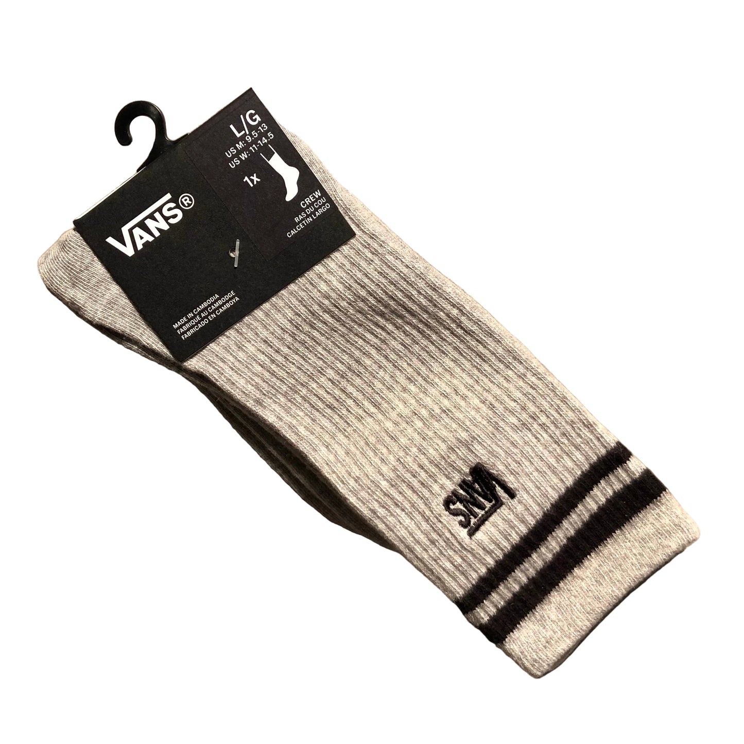 Vans - Stretch Logo Crew Sock - Heather Grey (Large)