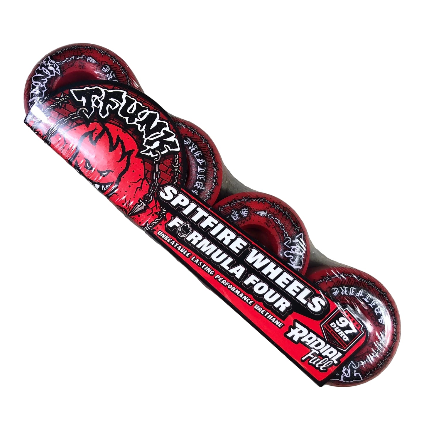 Spitfire Wheels - T-Funk Formula Four 97d Raw Radial Full Wheel - Red 57mm