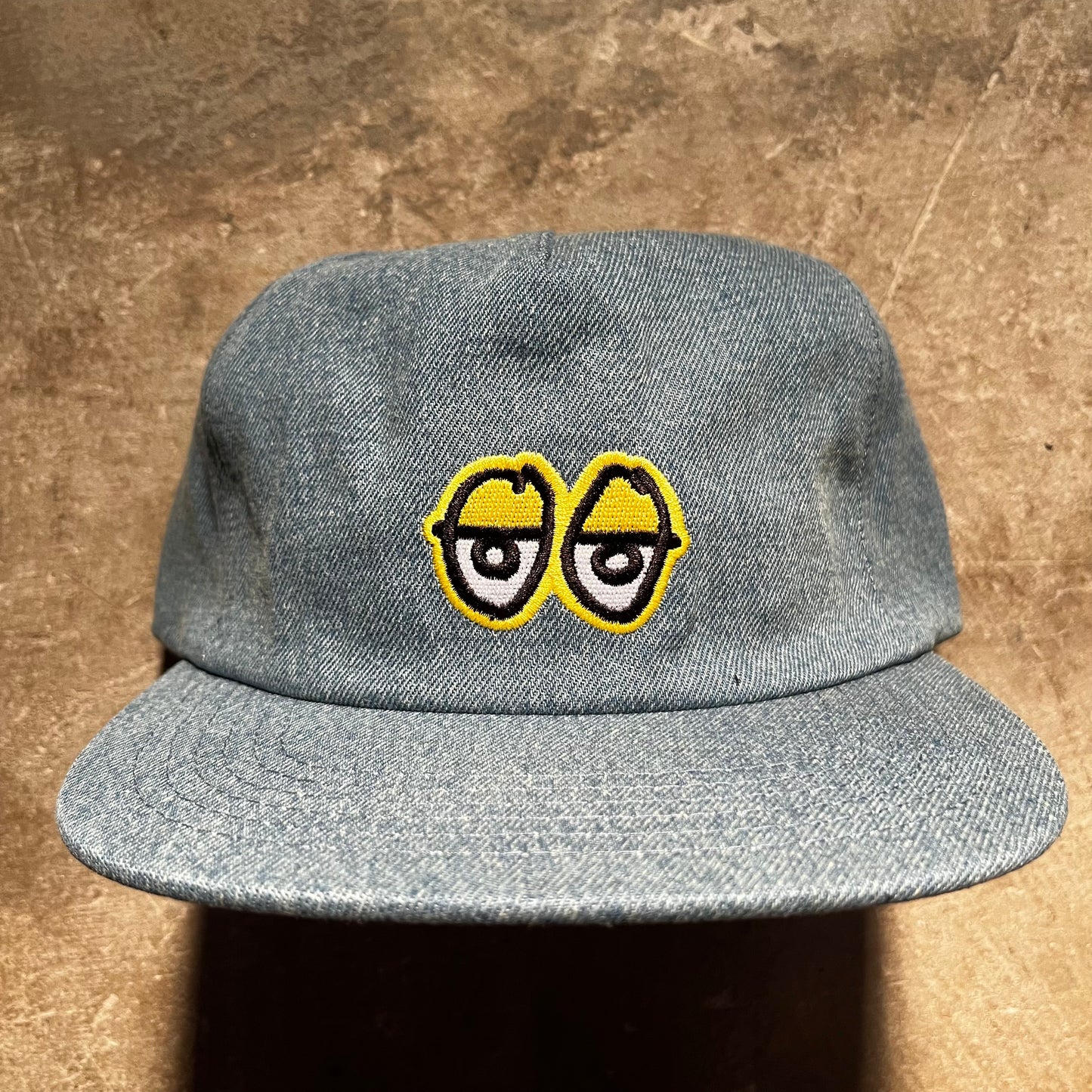 Krooked Skateboards - Eyes Snapback Hat - Washed Denim / Yellow