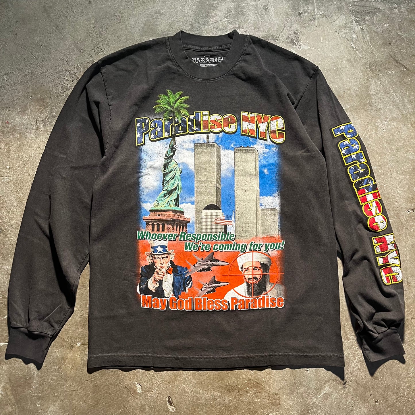 Paradise NYC - God Bless Paradise Long Sleeve T-Shirt - Vintage Black