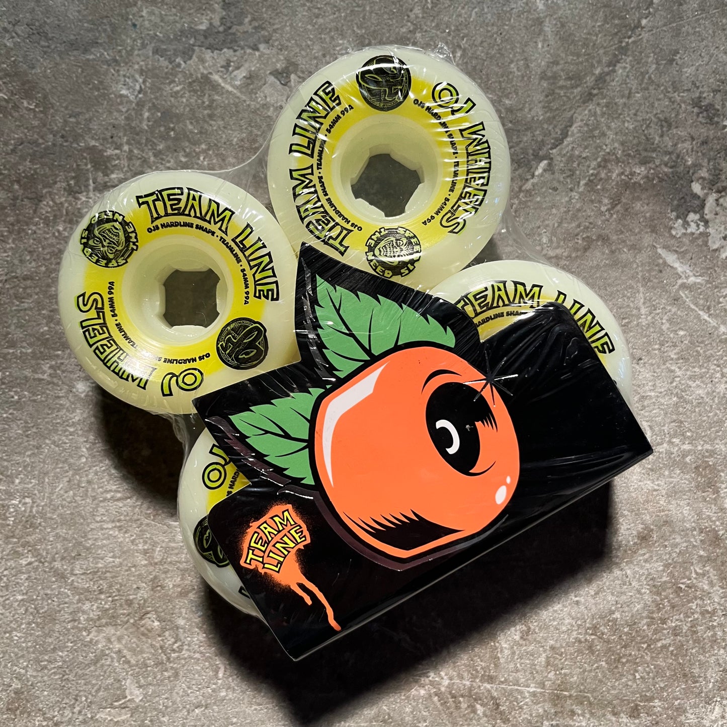OJ Wheels - Team Line Original White Yellow/Green Hardline 99a Wheel - 54mm
