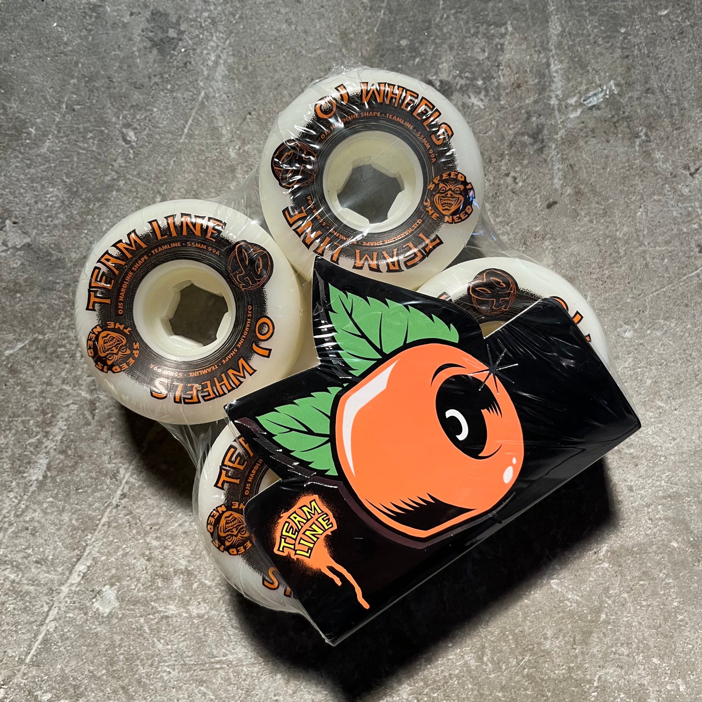 OJ Wheels - Team Line Original White Black/Orange Hardline 99a Wheel - 55mm