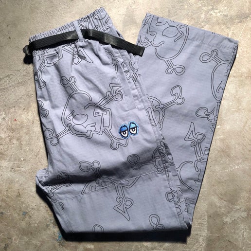 Krooked Skateboards - Style Eyes Ripstop Double Knee Pant - Grey - Size XS