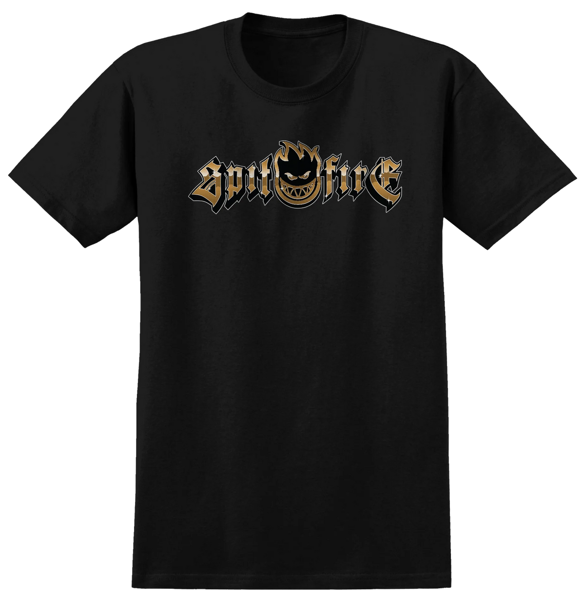 Spitfire Wheels - Gold Chrome T-Shirt - Black