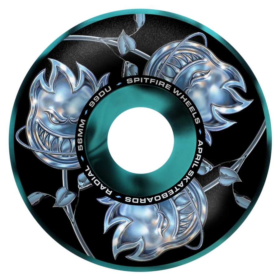 Spitfire Wheels - April Bighead Rose Radial Formula Four Wheel - 56mm 99d Black / Blue Swirl