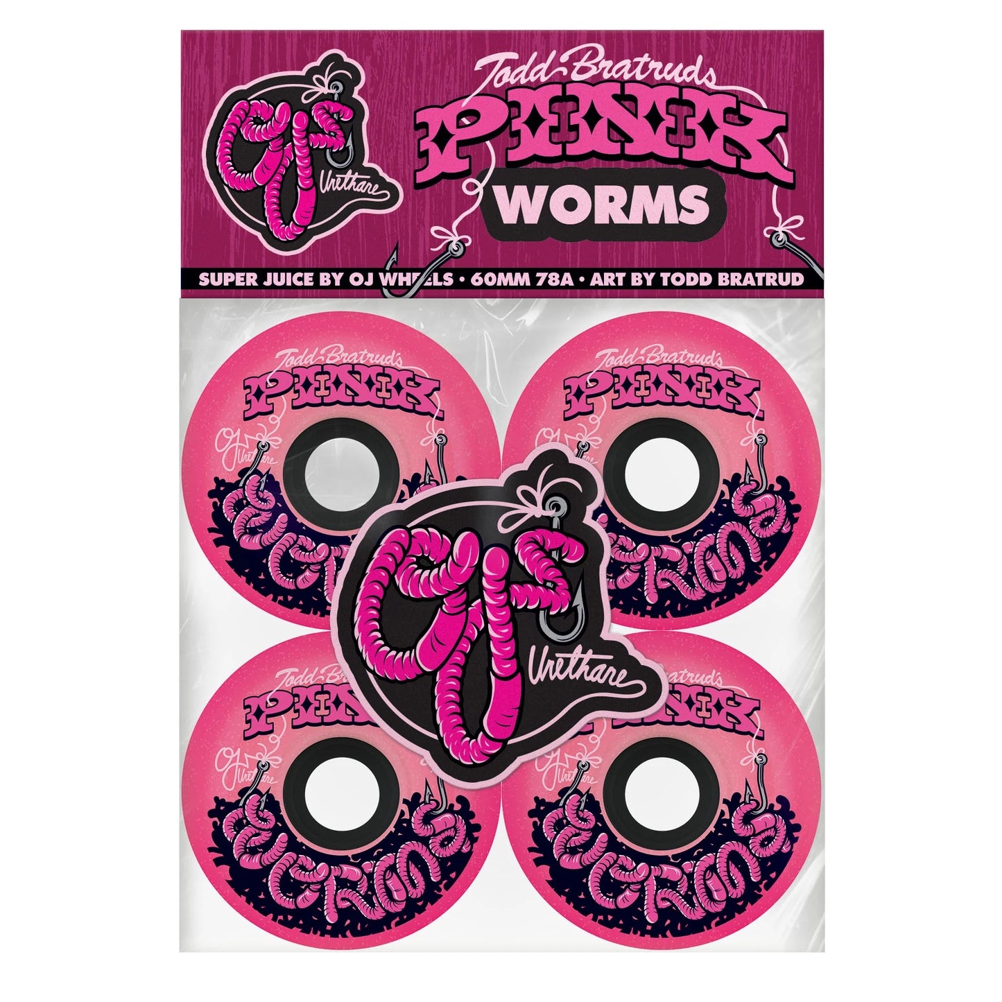 OJ Wheels - Todd Bratrud Pink Worms Super Juice Wheel - 60mm 78a