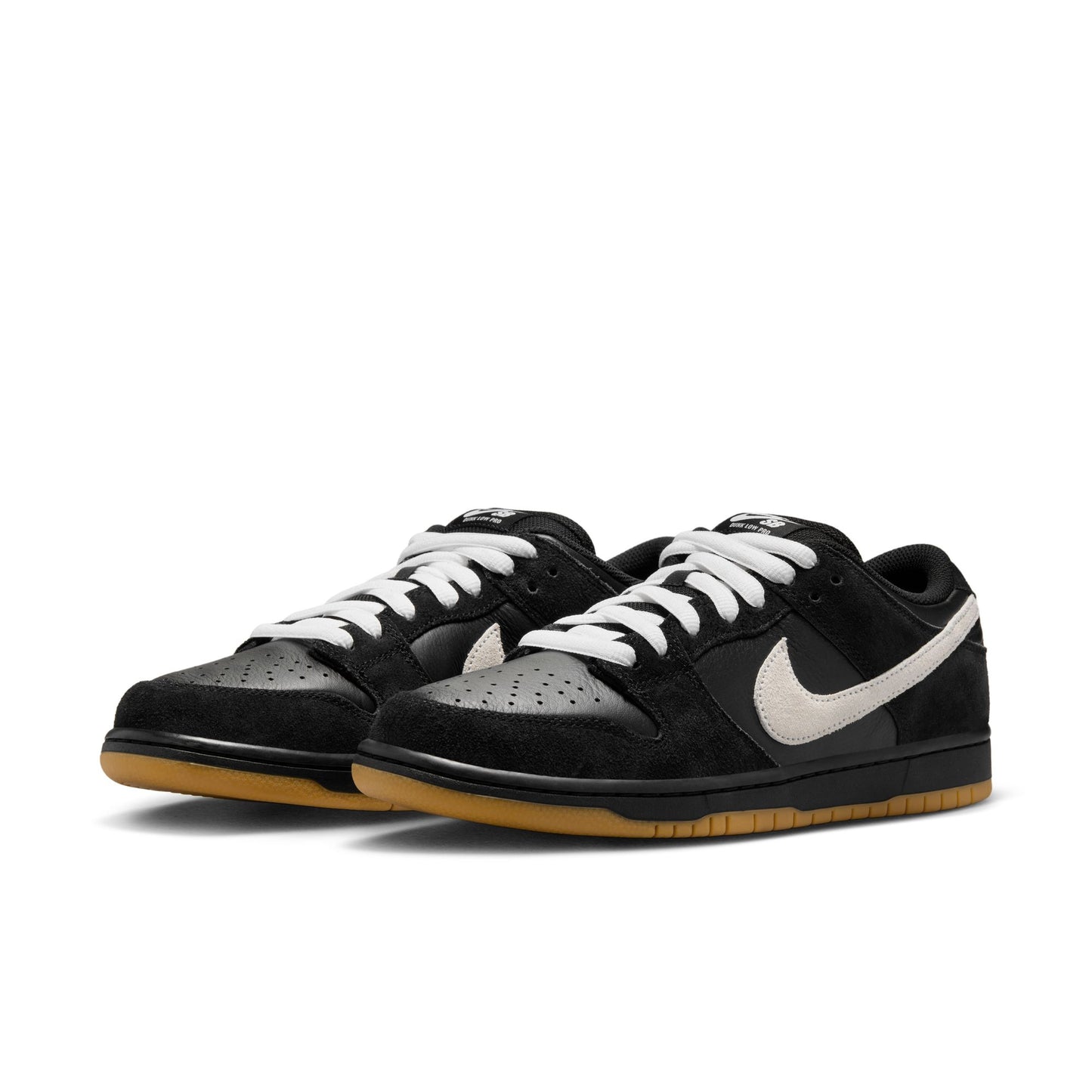 Nike SB - Dunk Low Pro - Black / White - Black - Gum Light Brown