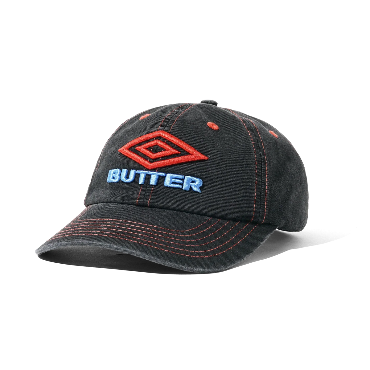 Butter Goods - Umbro Diamond Logo 6 Panel Strapback Hat - Washed Black