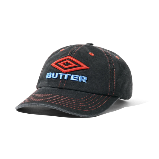 Butter Goods - Umbro Diamond Logo 6 Panel Strapback Hat - Washed Black