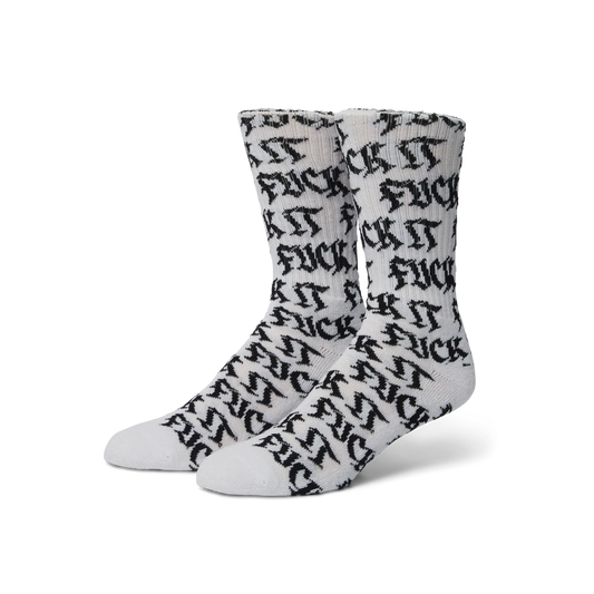 HUF - Fuck It Old Style Crew Sock - White