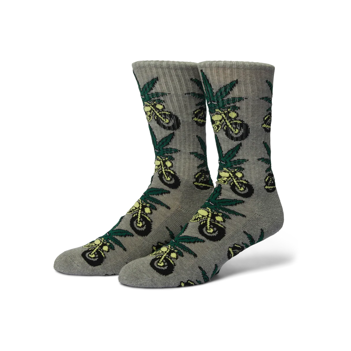 HUF - Green Buddy Nitro Sock - Heather Grey