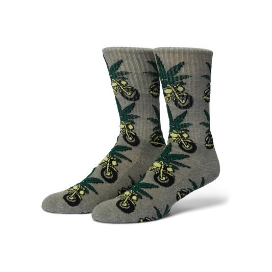 HUF - Green Buddy Nitro Sock - Heather Grey