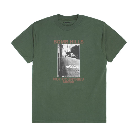 GX1000 - Bomb Hills Not Countries T-Shirt - Desert Green / Brown Font