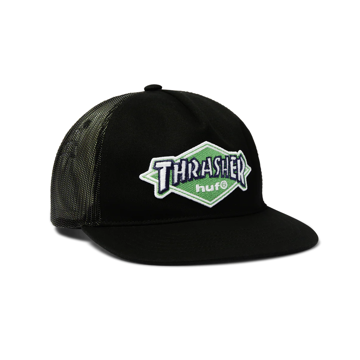 HUF - Thrasher Logo Twill Trcuker Hat - Black
