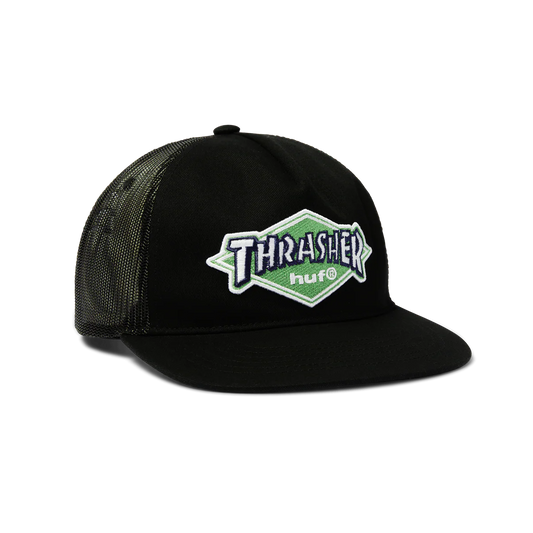 HUF - Thrasher Logo Twill Trcuker Hat - Black