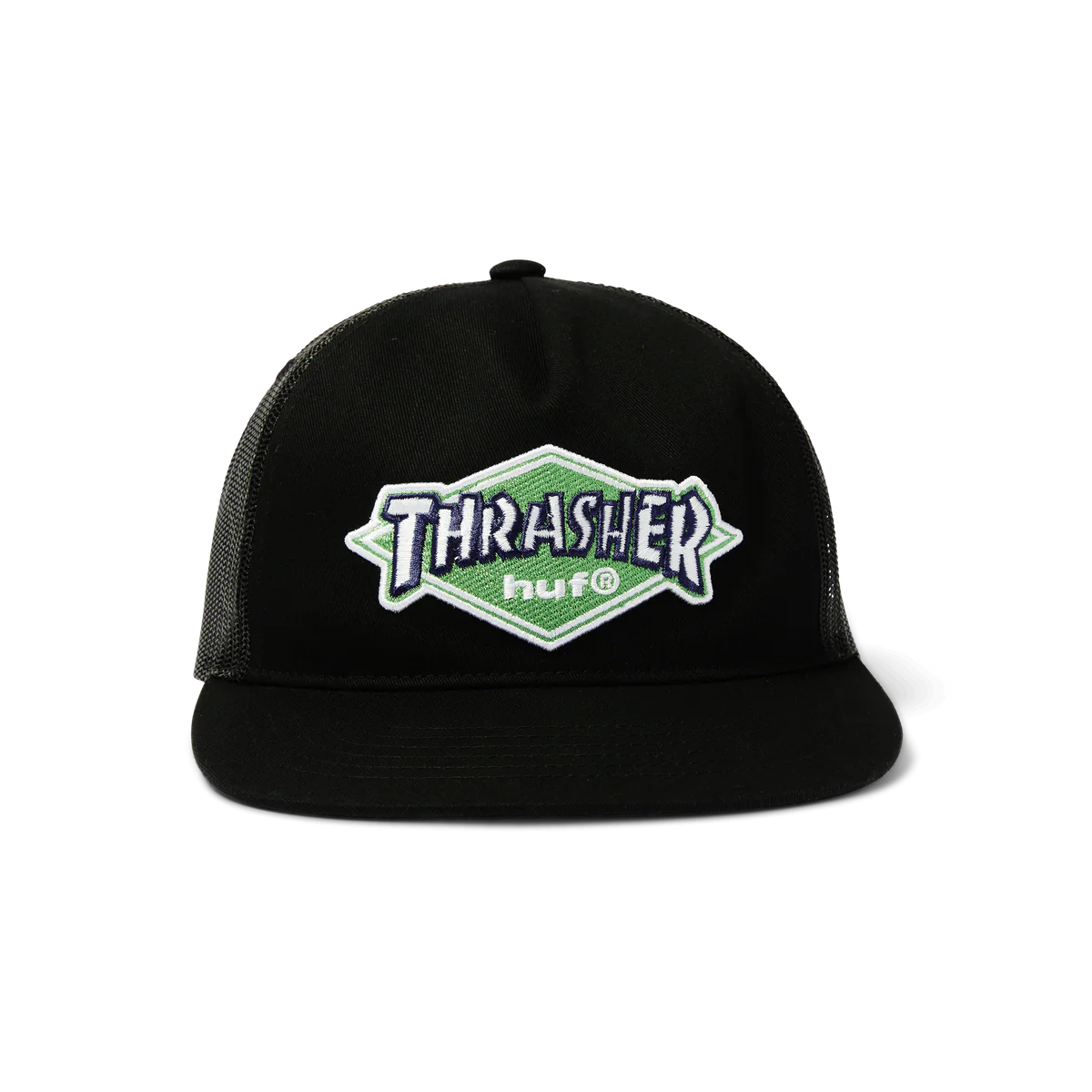 HUF - Thrasher Logo Twill Trcuker Hat - Black