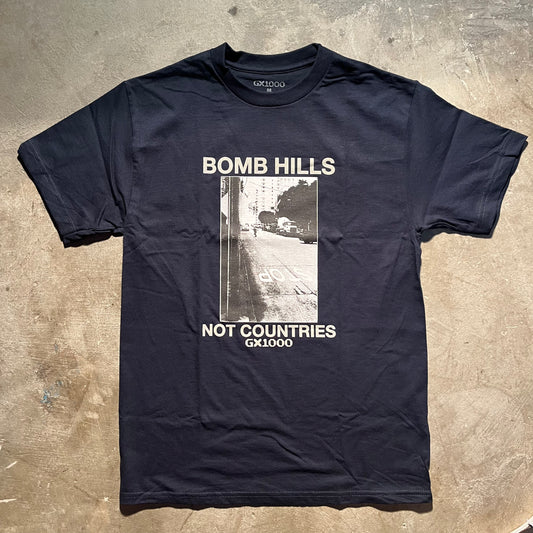 GX1000 - Bomb Hills Not Countries T-Shirt - Navy / Grey