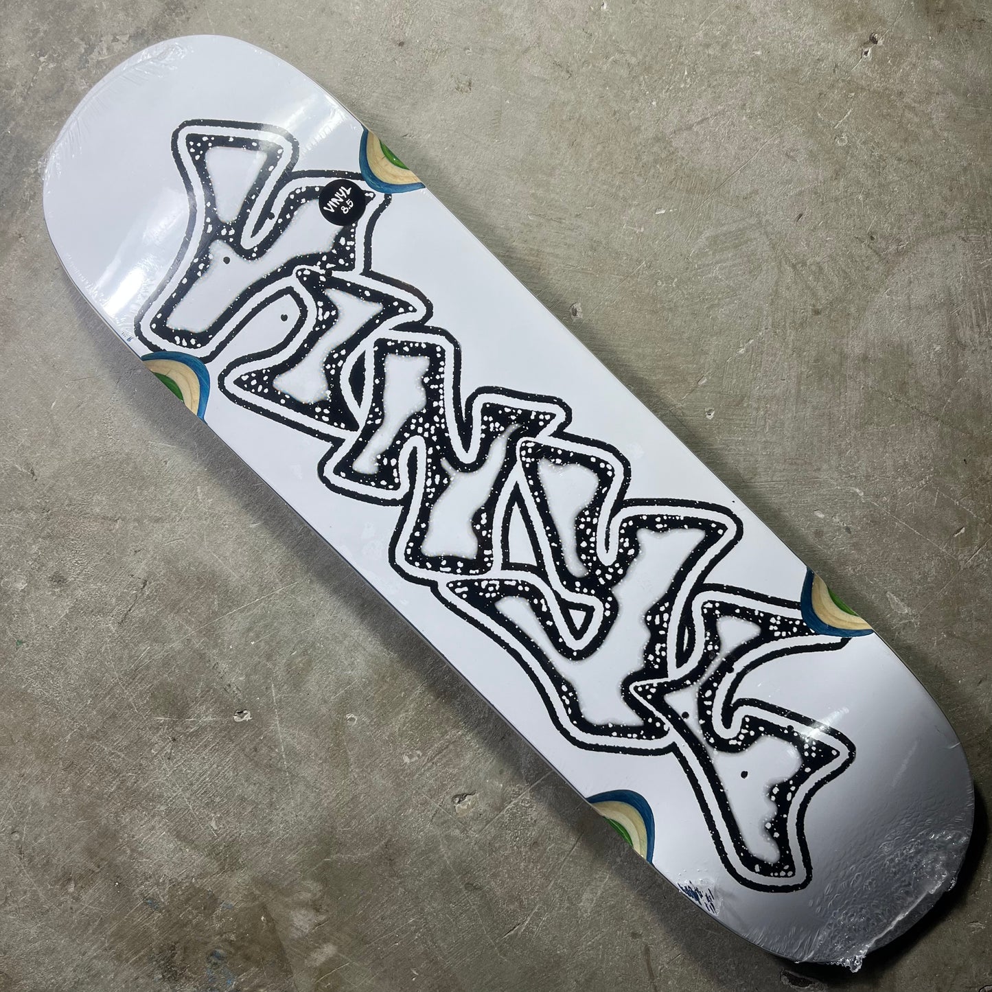 Vinyl Skateboards - Graffiti Logo Wheel Wells White Deck - 8.5"