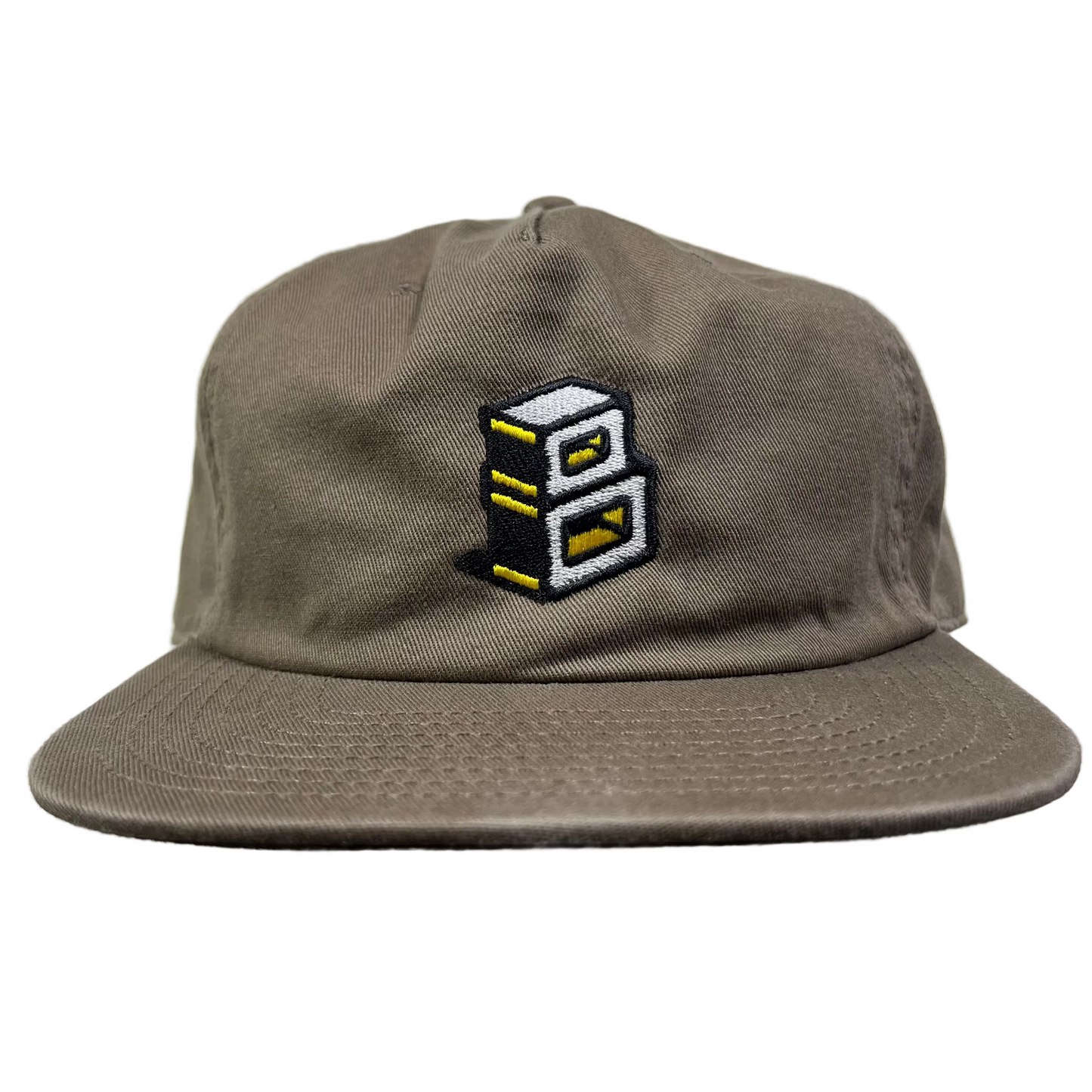 Block - B Logo Strapback Hat - Brown/Yellow