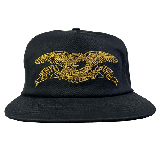 Anti-Hero Skateboards - Basic Eagle Snapback Hat - Black / Gold