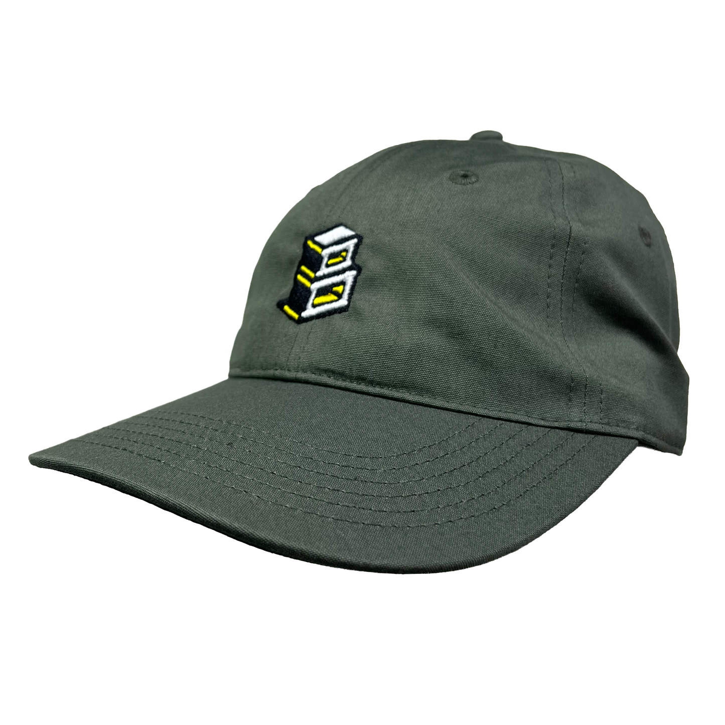 Block - Roots B Logo Strapback Dad Hat - Army Green/Yellow