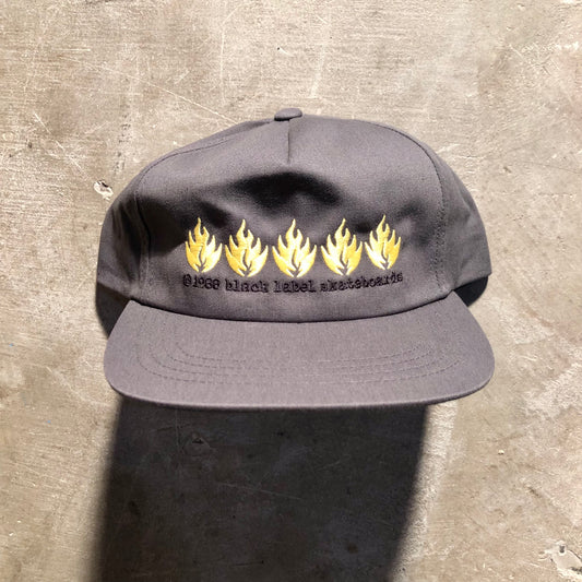 Black Label Skateboards - 5 Flame 5 Panel Snapback Hat - Charcoal