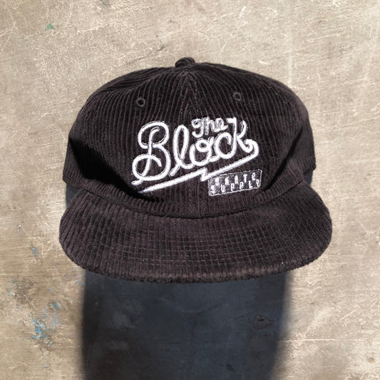 Block - Diner Logo Unstructured Corduroy Strapback Hat - Black