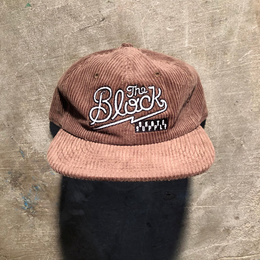 Block - Diner Logo Unstructured Corduroy Strapback Hat - Chocolate