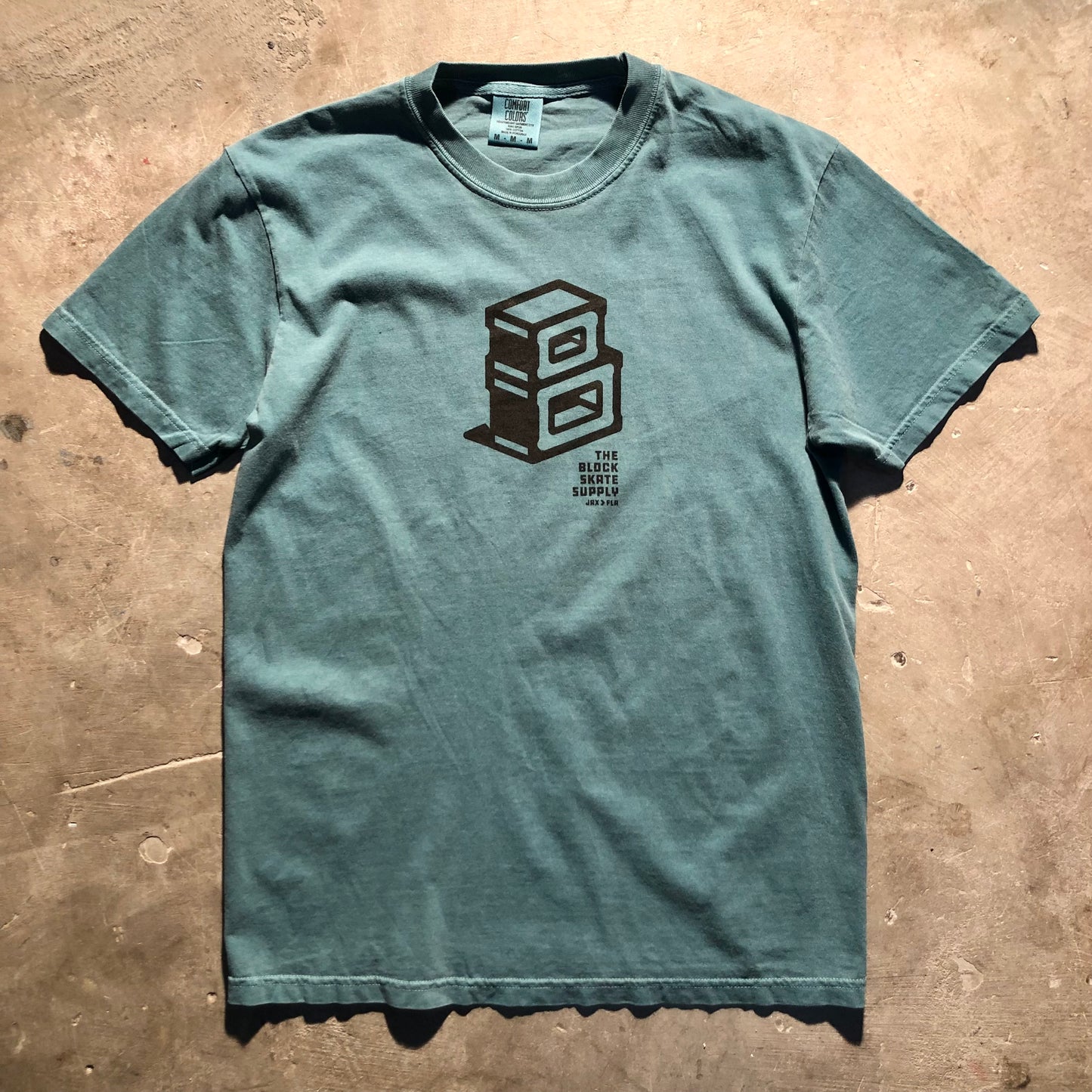 Block - Roots Centerpiece Logo Tee - Washed Teal