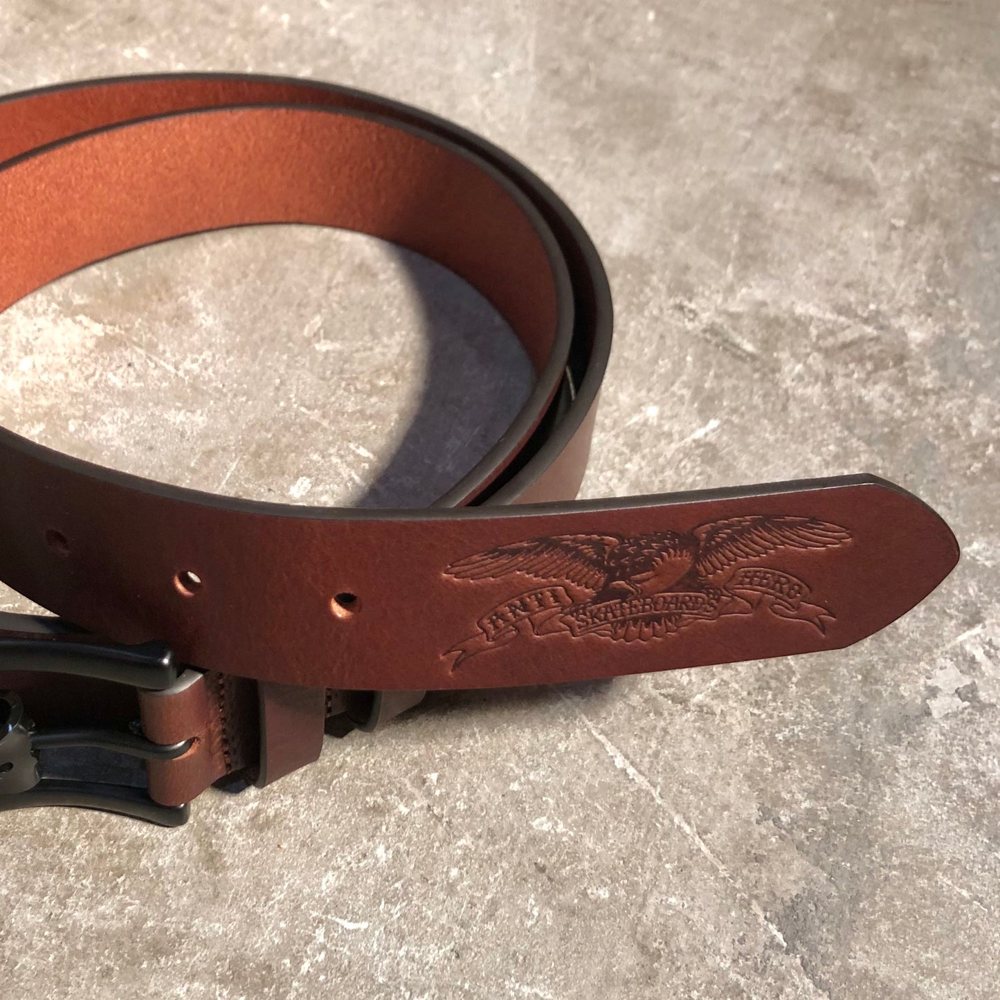 Anti-Hero Skateboards - Basic Eagle Leather Belt - Black (L/XL)