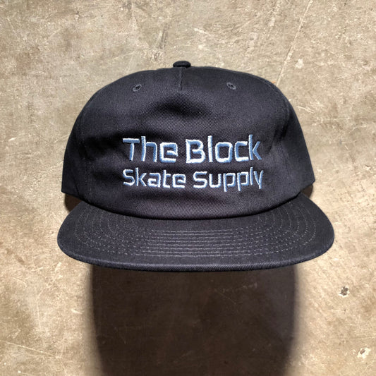 Block - Block Type Logo Snapback Hat - Navy / Sky Blue