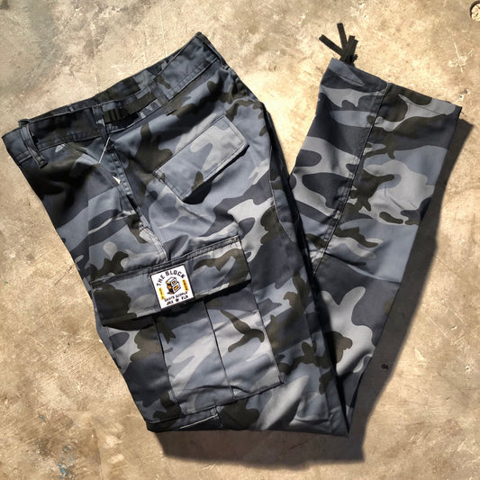 Block - Roots Logo Cargo Pants - Midnight Blue Camo