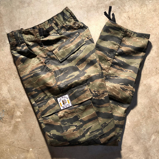 Block - Roots Logo Cargo Pants - Tiger Stripe Camo