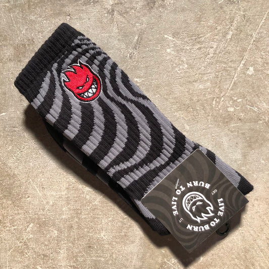 Spitfire - Bighead Fill Embroidered Sock - Black / Charcoal / Red
