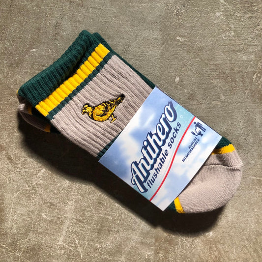 Anti-Hero Skateboards - Lil Pigeon Embroidered Sock - Green / Yellow